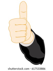 Gesture of the approval extended upwards finger of the hand