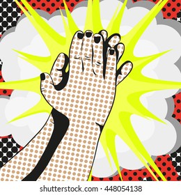 gesture of comic style. pop art clap their hands. vector illustration