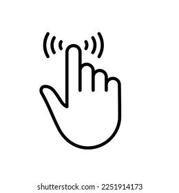 The Gesture of Computer Mouse. Pointer Finger Black Line Icon. Cursor Hand Linear Pictogram. Click Press Double Tap Touch Swipe Point Outline Symbol. Editable Stroke. Isolated Vector Illustration.