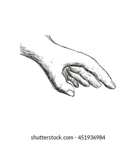 Gesture concept represented by sketch hand icon. Isolated and flat illustration