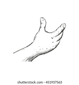Gesture concept represented by sketch hand icon. Isolated and flat illustration