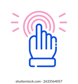 Gesture Control Vector for Smart Interface and Touchless Tech. Hand movement icon, interactive UI, future user experience concept