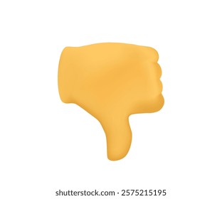 Gesture dislike or thumb down emoji 3D illustration. Bad, Don`t Like emoticon on white background. 3d style design of approval emoji for social media message