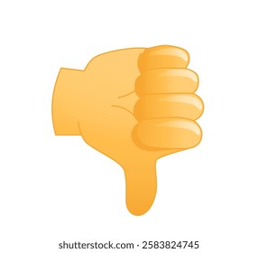 Gesture dislike or thumb down emoji illustration. Bad, Don`t Like emoticon on white background. Cartoon style design of approval emoji for social media message