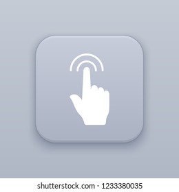 Gesture double click, gray vector button with white icon on gray background
