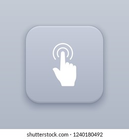 Gesture double click gray vector button with white icon on gray background, EPS 10