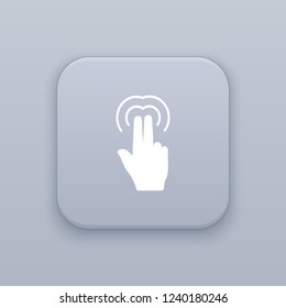 Gesture double click with two fingers gray vector button with white icon on gray background, EPS 10