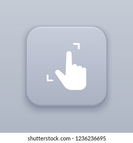 Gesture expand gray vector button with white icon on gray background