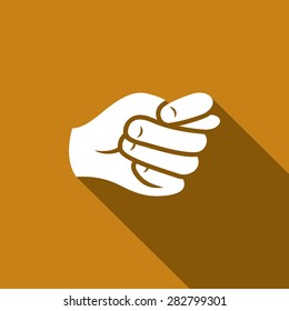 Gesture fig. Hand showing a fig icon. Vector Illustration.