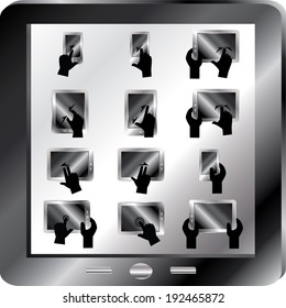 Gesture fingers icons for touch devices