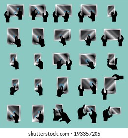 Gesture fingers icons for touch devices