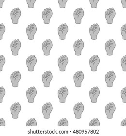 Gesture fist seamless pattern on white background. Gesticulate design vector illustration