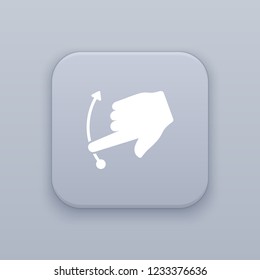 Gesture flipping up, Gesture touch up, gray vector button with white icon on gray background
