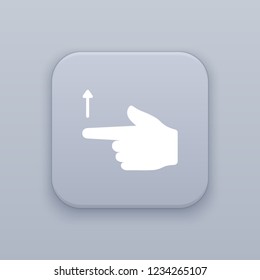 Gesture flipping up vector, Gesture touch up, gray vector button with white icon on gray background