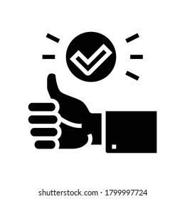 gesto bueno y aprobado vector de icono de glifo. gesto bueno y señal aprobada. símbolo de contorno aislado ilustración negra