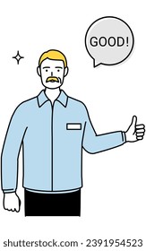 Gesture of GOOD, senior white man giving thumbs up, Vector Illustration