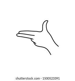 The Gesture Of A Gun Line Icon. Vector Illustration of a Woman's hand Shoots in a Minimalist Trendy style.