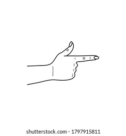The Gesture Of A Gun Line Icon. Vector Illustration of a Woman's hand Shoots in a Minimalist Trendy style.