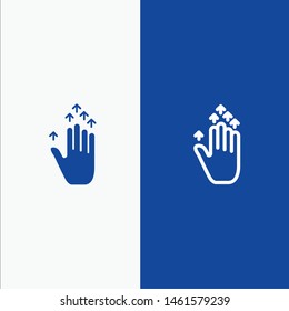 Gesture, Hand arrow, Up Line and Glyph Solid icon Blue banner Line and Glyph Solid icon Blue banner. Vector Icon Template background