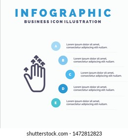 Gesture, Hand arrow, Up Line icon with 5 steps presentation infographics Background