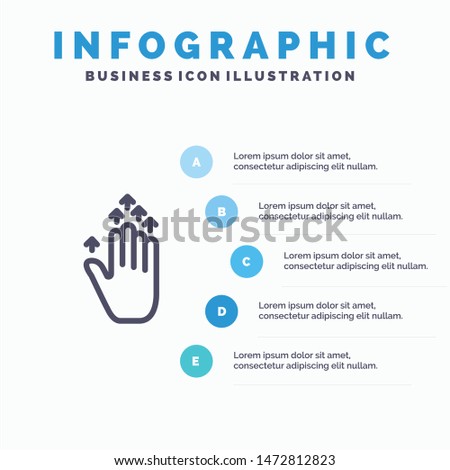 Gesture, Hand arrow, Up Line icon with 5 steps presentation infographics Background