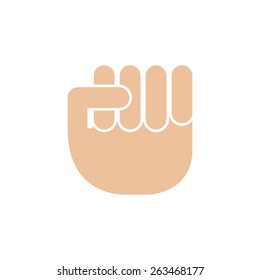 Gesture of hand. Cartoon. Flat. Caricature. White border.