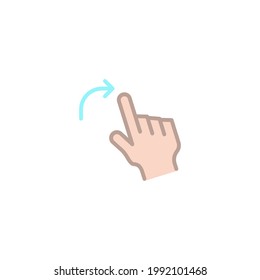 Icono plano de mano de gesto aislado en fondo blanco 