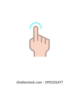 Icono plano de mano de gesto aislado en fondo blanco 