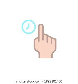 Icono plano de mano de gesto aislado en fondo blanco 