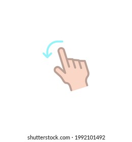 Icono plano de mano de gesto aislado en fondo blanco 