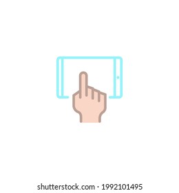 Icono plano de mano de gesto aislado en fondo blanco 