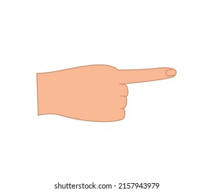 Gesture hand index finger show direction, vector illustration of isolate on white