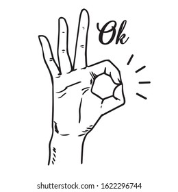 gesture hand OK sign vector illustration.