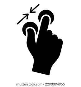 gesture hand pinch zoom out icon in trendy silhouette style design. Vector illustration isolated on white background.