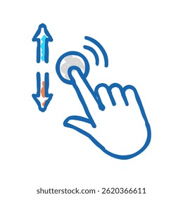 Gesto de desplazamiento de la mano doodle icono de boceto Vector. signo de desplazamiento de la mano del gesto. ilustración de símbolo aislado