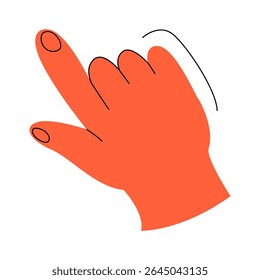 Gesture and hand showing non verbal element of communication. Vector isolated open palm and rebellion symbol with doodles. Thumb up, rock and roll and okay, peace and first up