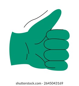Gesture and hand showing non verbal element of communication. Vector isolated open palm and rebellion symbol with doodles. Thumb up, rock and roll and okay, peace and first up