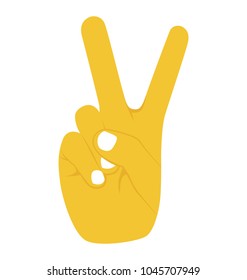 The gesture of hand two finger raised up