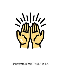 Gesture hands faith in god line color icon. Isolated vector element. Outline pictogram for web page, mobile app, promo