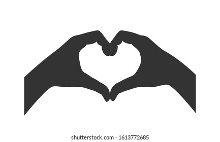 Gesture of the hands folded as heart. Hands folded in the shape of a heart, sign isolated on white background. Symbol love. Vector illustration