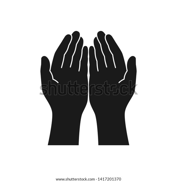 祈りの時に手を組むしぐさ 白い背景に手を丸くしたシンボル グラフィックアイコン ベクターイラスト のベクター画像素材 ロイヤリティフリー