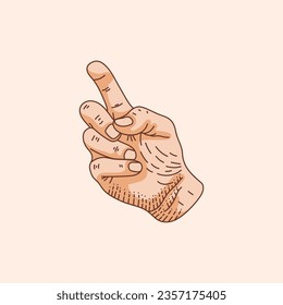 Gesture. hands shape vector Illustration on a brown background. Icon. Making gesture calling someone with a toc-toc by hand. skin brown silhouette.