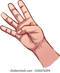 gesture hands vector illustration outline style design colourful shading and counting
