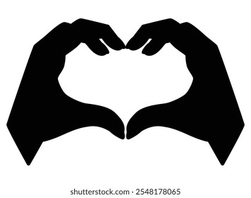 Gesture heart, hands showing heart - vector silhouette for stencil, logo or pictogram. Gesture I love you made with two hands sign for Valentine's Day