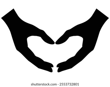 Gesture heart, hands showing heart - vector silhouette for stencil, logo or pictogram. Gesture I love you made by two hands sign for Valentine's Day