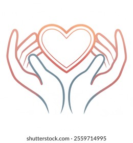 Gesture Heart Hands Sign White Thin Line Social Media Element Concept. vector illustration and white background.