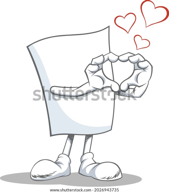 Gesture\
heart symbol by hands.\
Vector illustration of a cartoon blank\
paper character making heart symbol by\
hands.\
