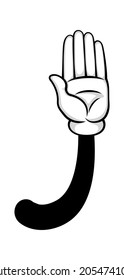 Gesture hello and greeting, open hand palm. Vector comical hello and greeting or stop symbol illustration clip art