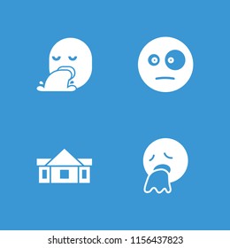 Gesture icon. collection of 4 gesture filled icons such as surprised emote, vomiting emote. editable gesture icons for web and mobile.