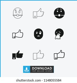Gesture icon. collection of 9 gesture filled and outline icons such as vomiting emot, surprised emot. editable gesture icons for web and mobile.